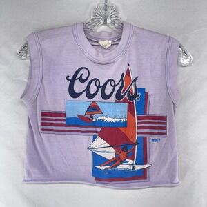 Signal Coors Muscle Tee Women Small Purple Vintage 80s Surf Windsurf Retro